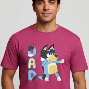 a Camiseta Bluey Pai Bandit Adulto Rosa