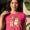 Camiseta Bluey Chilli Mãe Baby Look Rosa