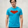Camiseta Azul Turquesa Manga Curta Adulto Unissex Robin Capuz Vermelho mlc