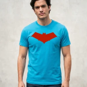 asa_noturna_x Camiseta Azul Turquesa Manga Curta Adulto Unissex Robin Capuz Vermelho mlc