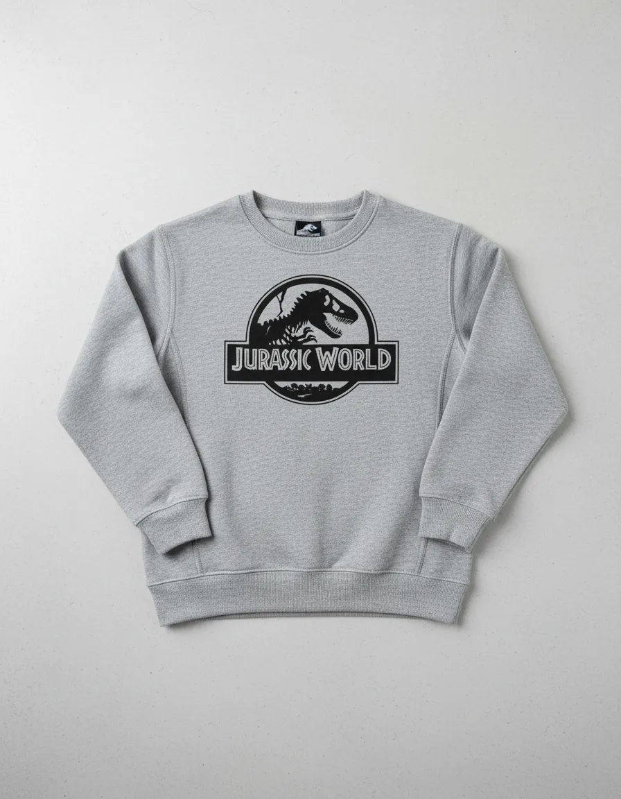 Moletom Flanelado Jurassic World Silhueta Cinza Infantil