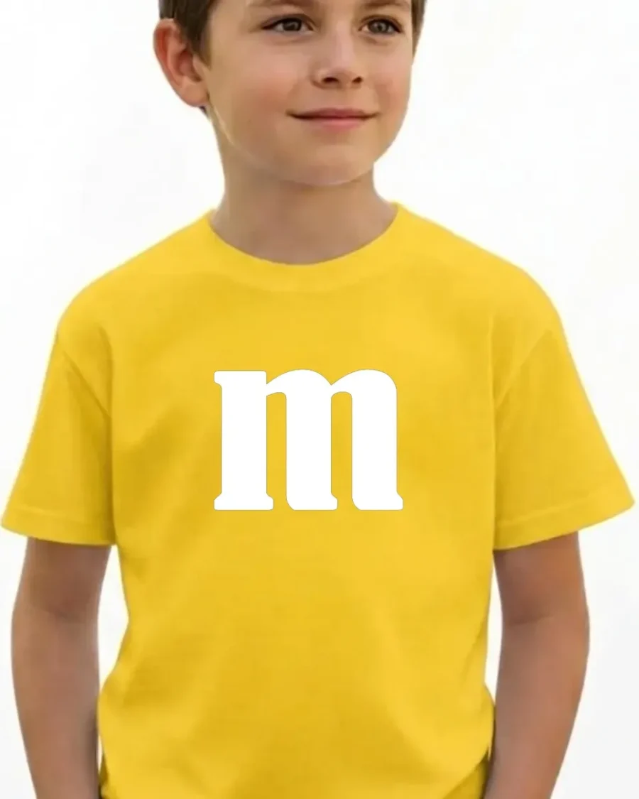 Camiseta Amarela Unissex Infantil M&m M