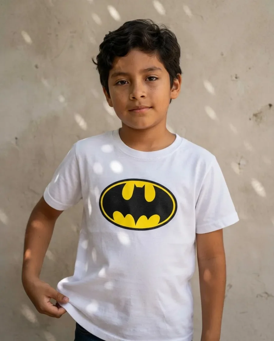 Camiseta Branca Infantil Batman mlca