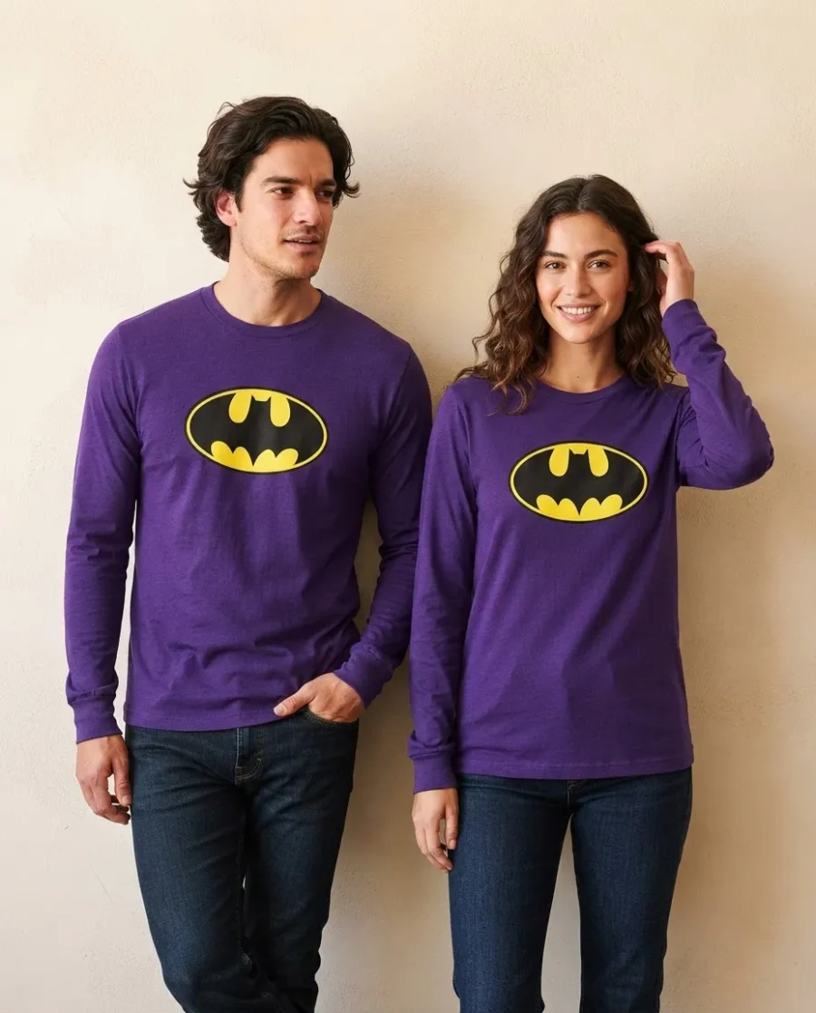 c Camiseta Manga Longa Batman Logo Clássico Adulto Unissex
