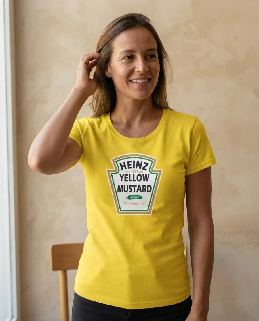 Camiseta Amarela Ketchup E Mostarda Heinz ( Baby Look ) mlca