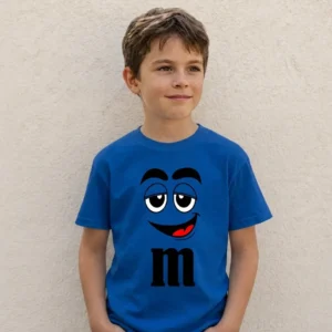 x Camiseta Azul Ss Infantil M&m Mod 1 mlc