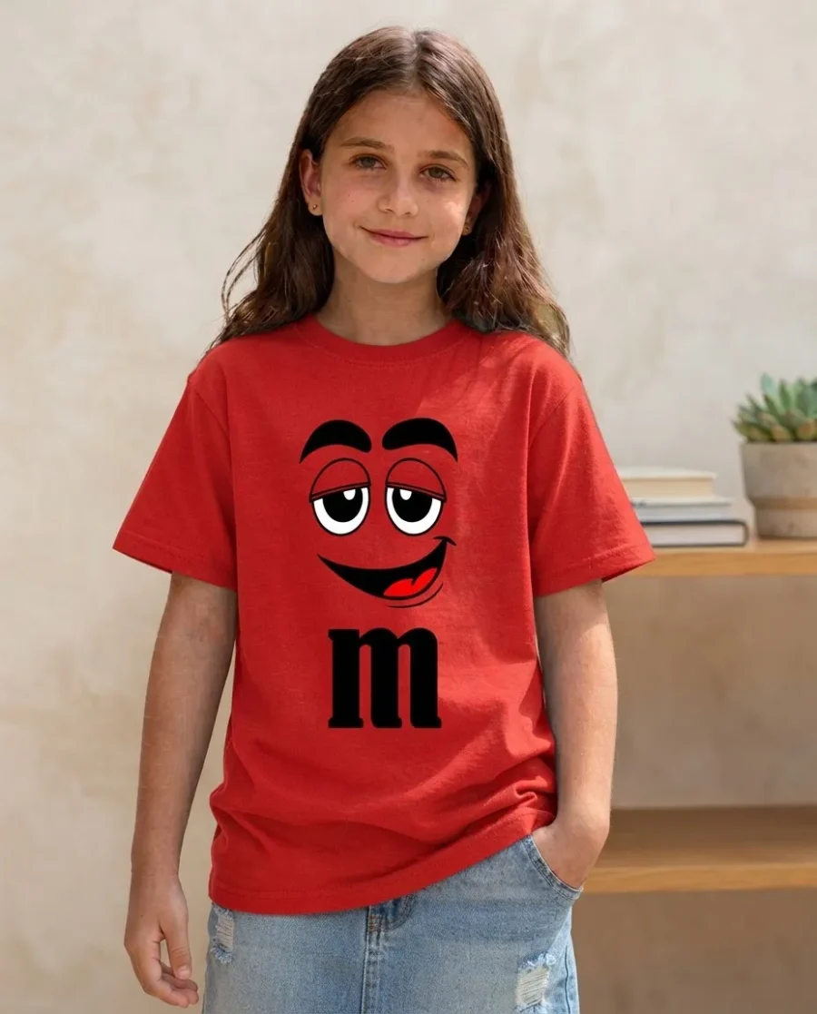 Camiseta Vermelha Ss Infantil M&m Mod 1 mlr