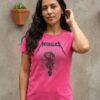 x Camiseta Rosa Banda Metallica ( Baby Look ) mlca