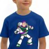 Camiseta Azul Manga Curta Amarela Infantil Buzz Toy Story mlc