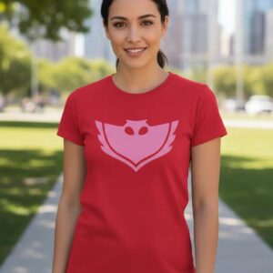 x Camiseta Vermelha Pj Masks Adulto ( Baby Look ) mlc