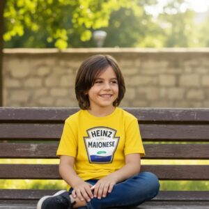 x Camiseta Amarrela Maionese Heinz Infantil