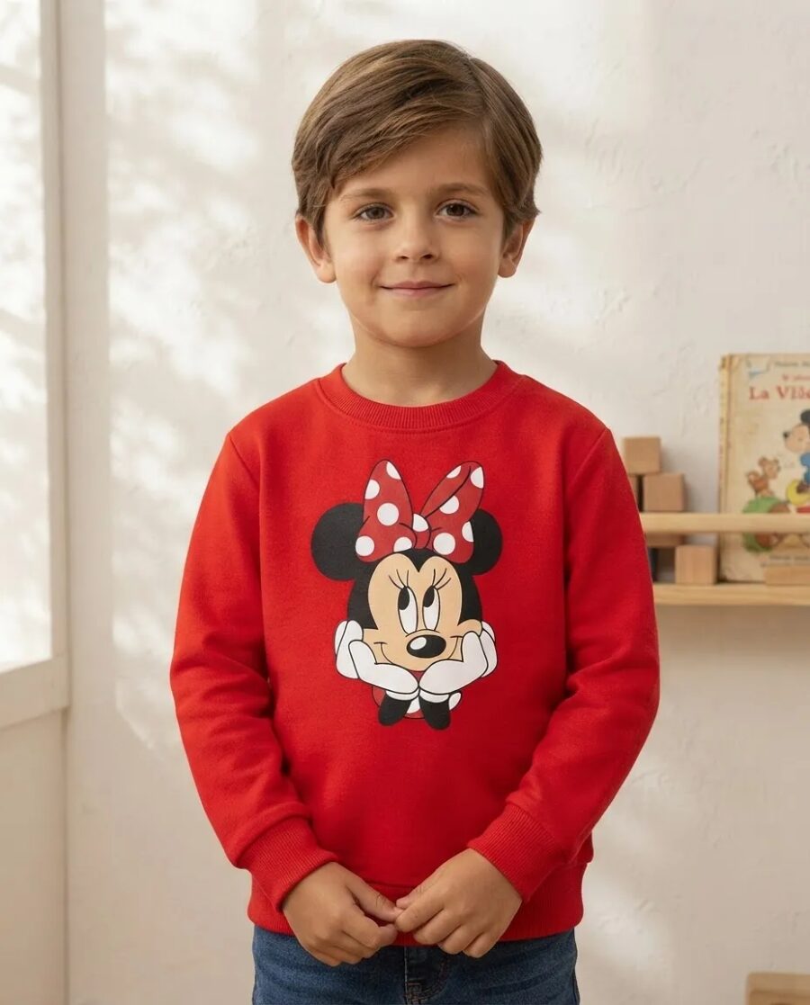 Moletom Algodão Flanelado Vermelho Infantil Unissex Minnie Mouse
