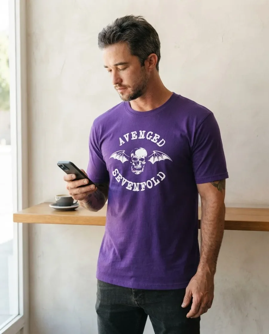 x Camiseta Roxa Adulto Tradicional Avenged Sevenfold mlc