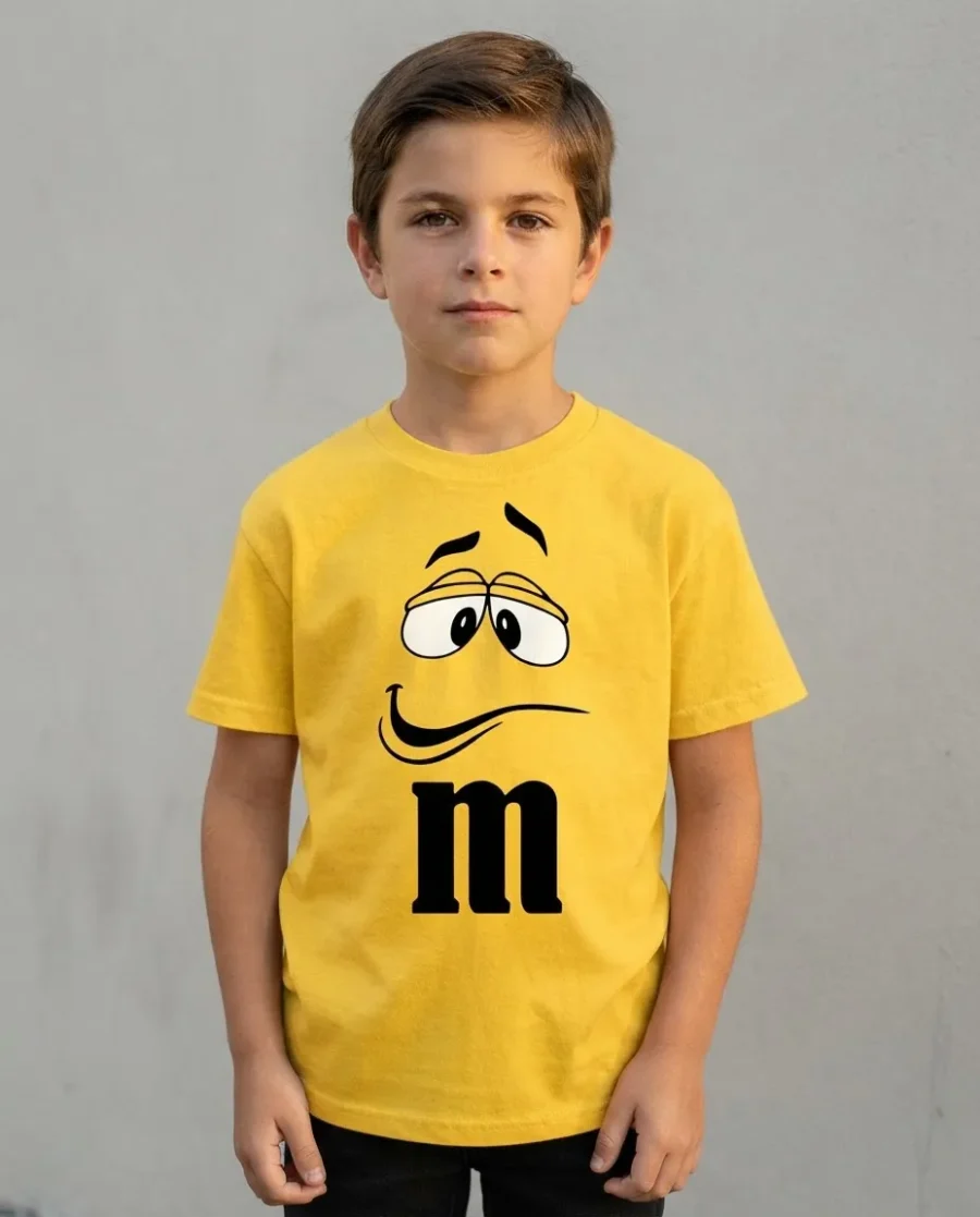 Camiseta Amarela Ss Infantil M&m Mod 2 mlc