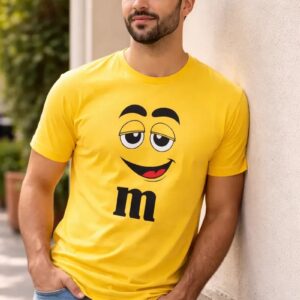 x Camiseta Amarela Adulto Masculino M&m Carinha mlc