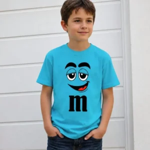 x Camiseta Azul Turquesa Ss Infantil M&m Mod 1 mlc