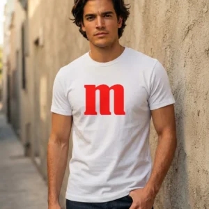 x Camiseta Branca Turquesa Adulto M&m M mlc