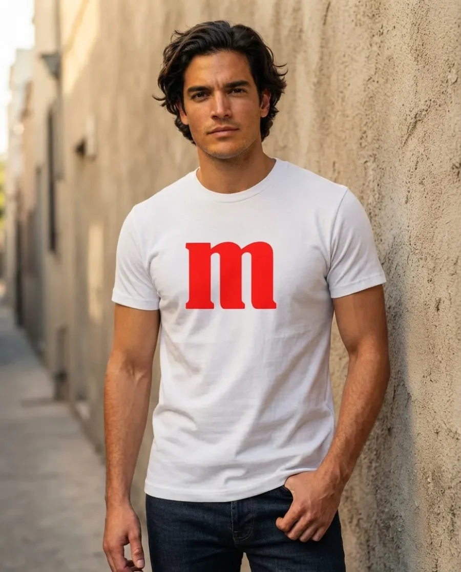 x Camiseta Branca Turquesa Adulto M&m M mlc
