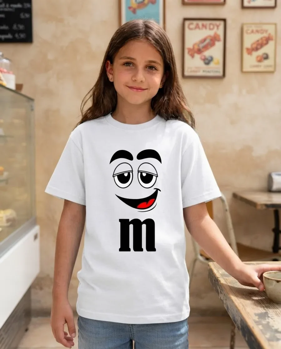Camiseta Branca Ss Infantil M&m Mod 1 mlr