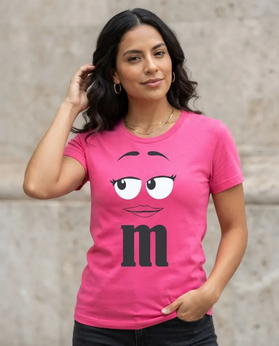 Camiseta Rosa M&m ( Ad. Baby Look ) Mod. 3 mlca