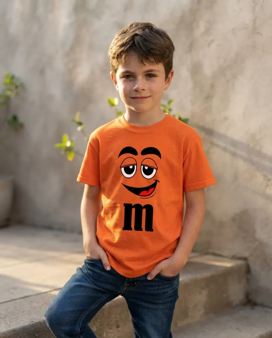 Camiseta Laranja Ss Infantil M&m Mod 1 mlc