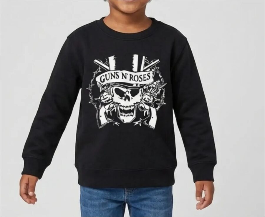 x Moletom Flanelado Preto Infantil Guns N' Roses Silk Screen mlr
