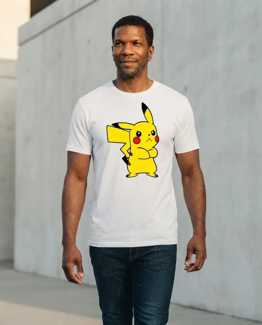 Camiseta Branca Manga Curta Adulto Unissex Pokemon mlr