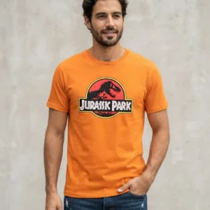 x Camiseta Jurassic Park Laranja Adulto T-shirt