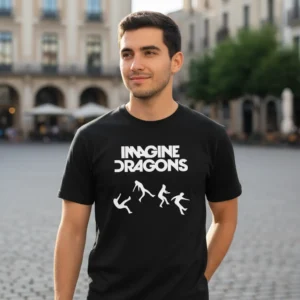 x Camiseta Preta Adulto Masculino Imagine Dragons Mod. 2 mlr
