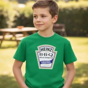 x Camiseta Verde Heinz Barbecue Infantil mlr