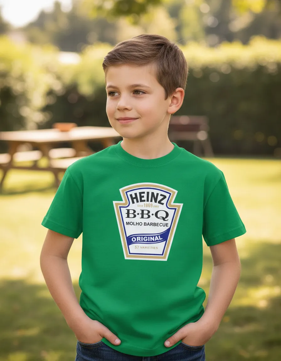 Camiseta Verde Heinz Barbecue Infantil mlr