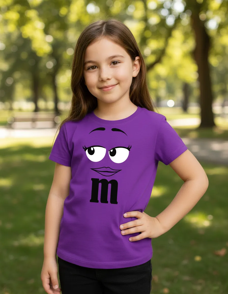 Camiseta Roxa M&m Meninas ( Infantil ) Mod. 3 mlc
