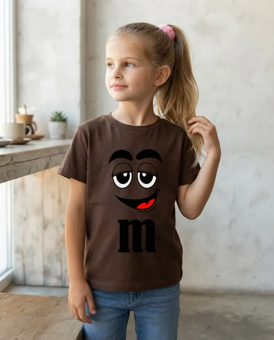 Camiseta Marrom Ss Infantil M&m Mod 1 mlc
