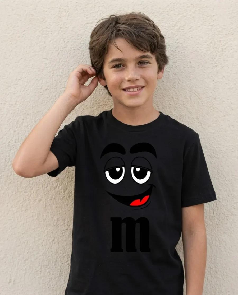 Camiseta Preta Ss Infantil M&m Mod 1 mlc