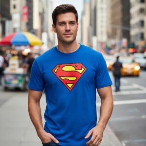 Camiseta Azzul Super Homem Adulto Unissex mlr