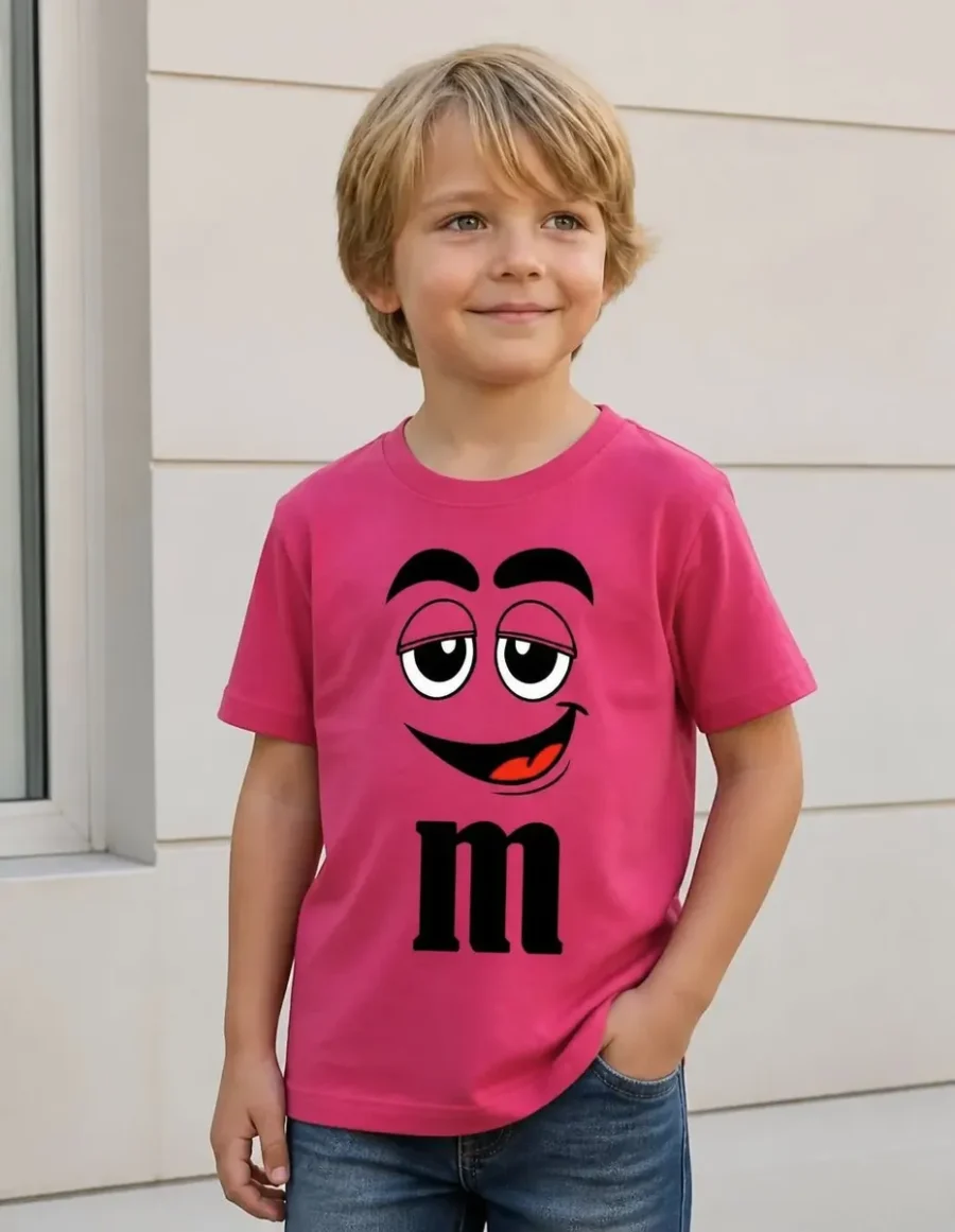 Camiseta Rosa Ss Infantil M&m Mod 1 mlc