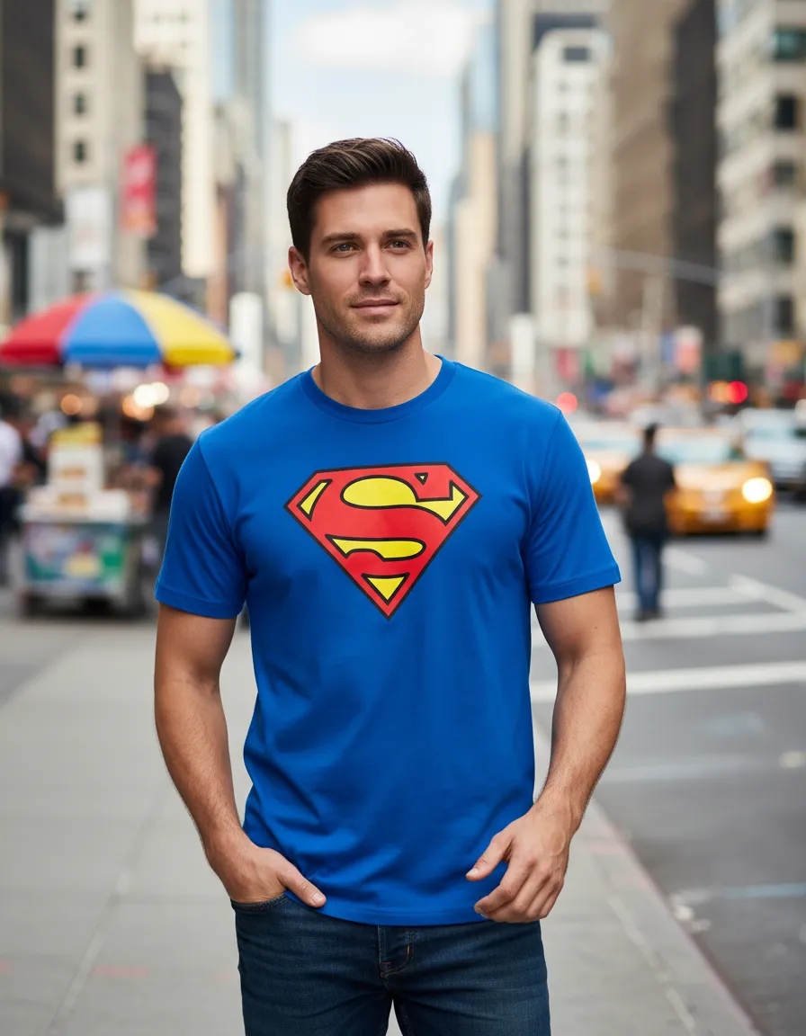 Camiseta Azzul Super Homem Adulto Unissex mlr