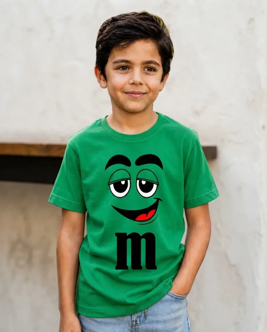 Camiseta Verde Ss Infantil M&m Mod 1 mlr