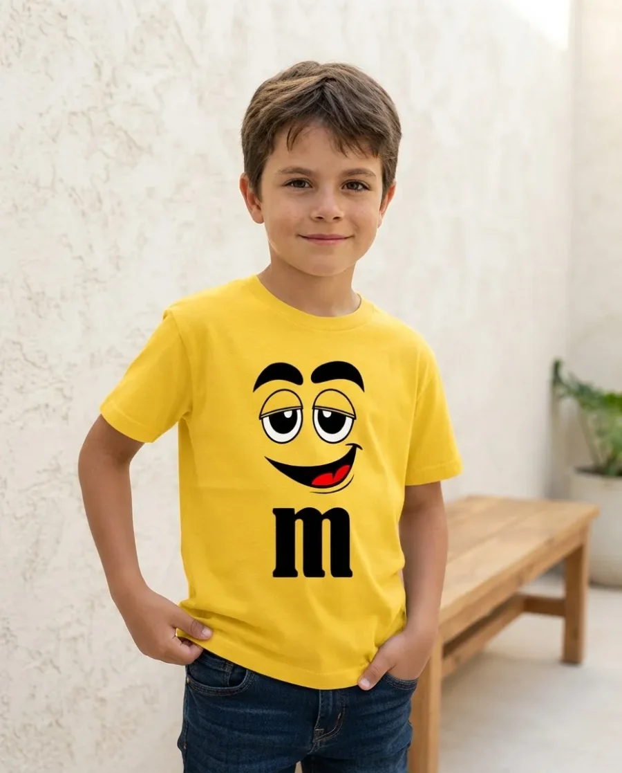 Camiseta Amarela Ss Infantil M&m Mod 1 mlr