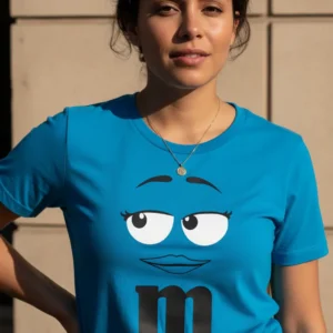 y Camiseta Azul Turquesa M&m ( Ad. Baby Look ) Mod. 3 mlca